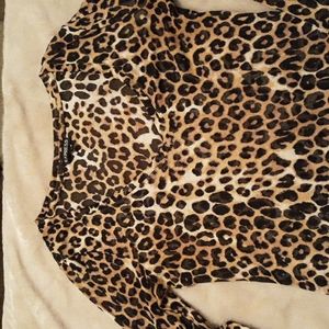 Express Animal Print V neck long sleeve tee